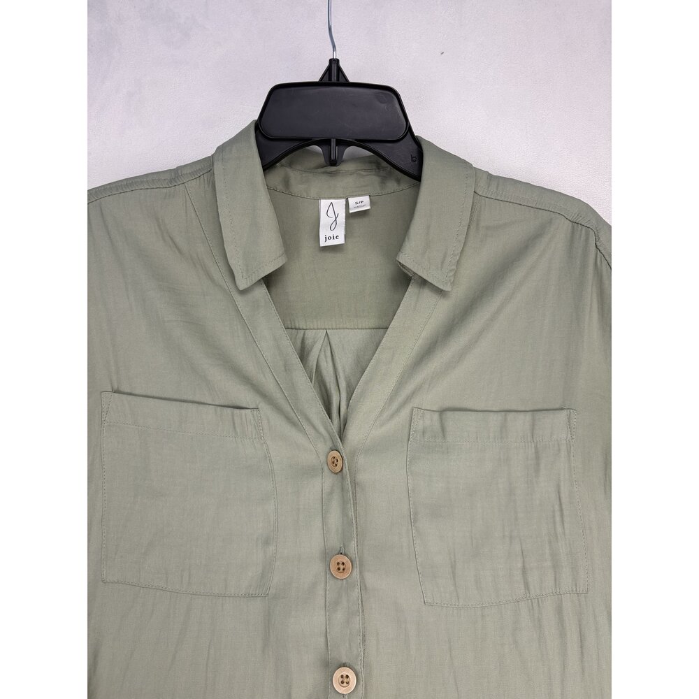 Joie Tie-Front Button Down Top S Olive Lightweight Shirt - Picture 6 of 10